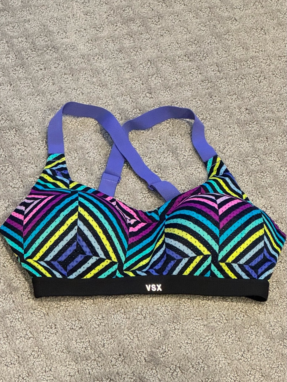 VSX Sport 32DD Multicolor Padded Sports Bra Crossback NWOT